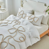 New Bow-knot Tufted Cut Flower Quilt Cover Set Queen Tufting Duvet Cover and Pillowcase Comfortable Skin-Friendly Blanket Covers