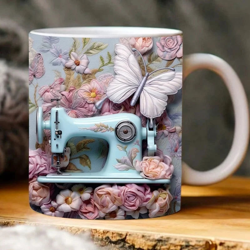 Sewing Machine Design Ceramic Mug - Unique Gift for Sewing Enthusiasts