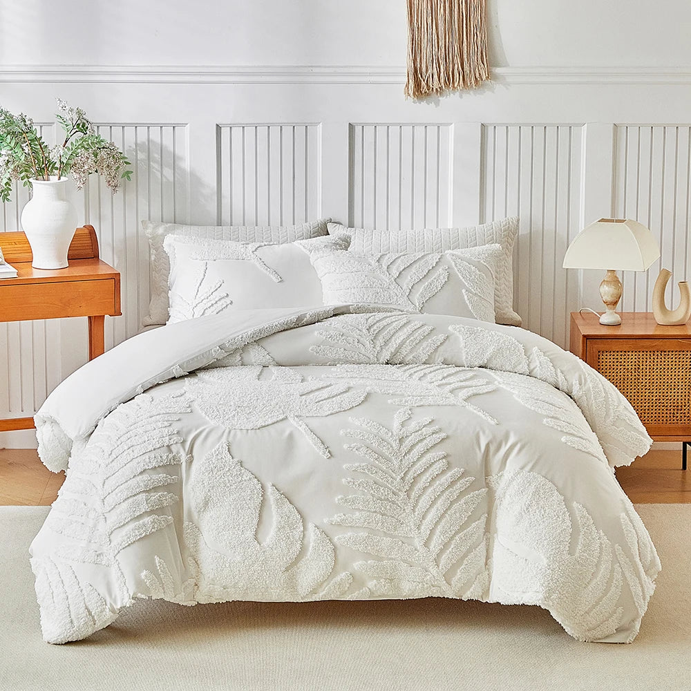 New Monstera Leaves Tufted Duvet Cover Set Single Double Bedding Set King Soft Comfortable Durable Quilt Cover and Pillowcases