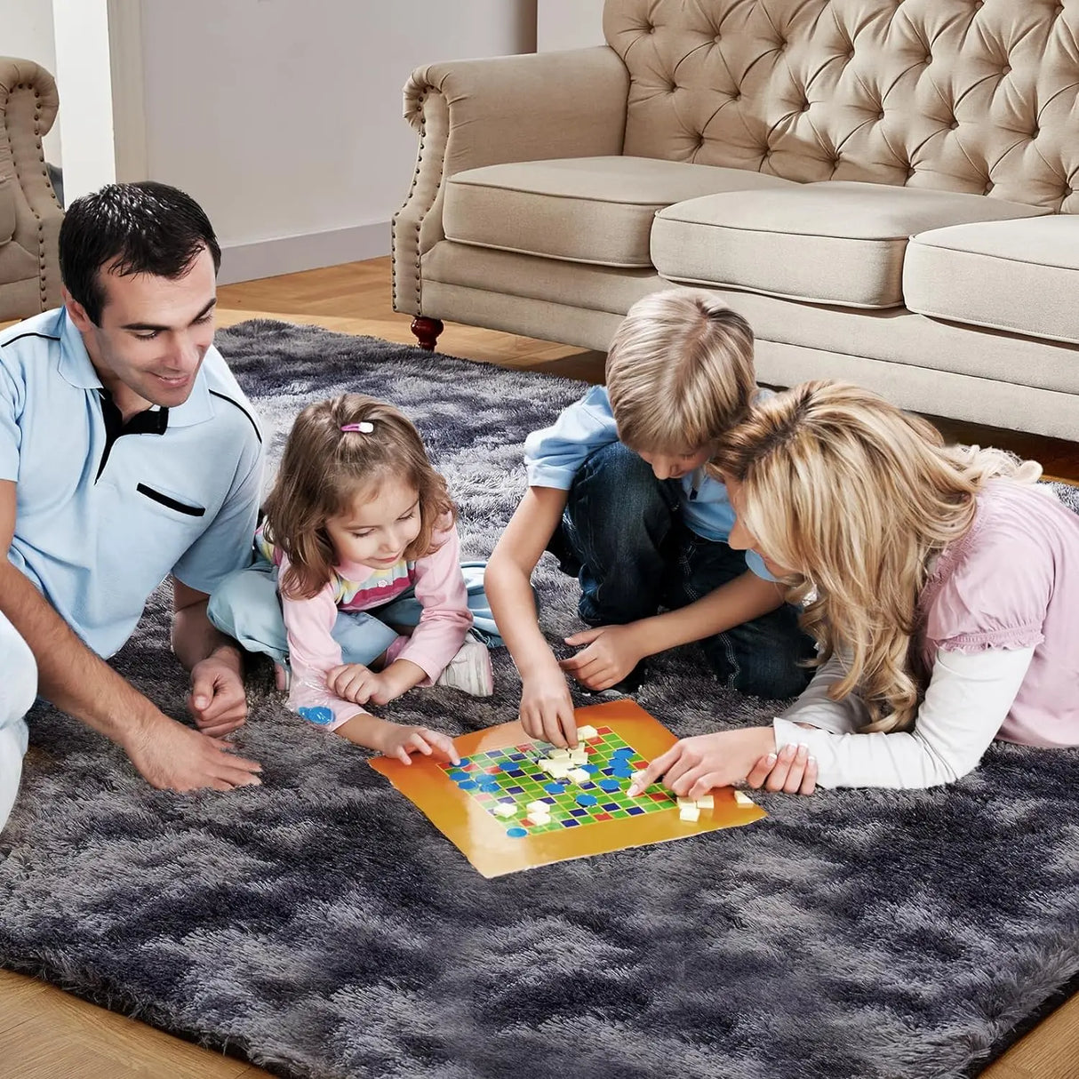 Tie-Dye Plush Carpet - Soft Fluffy Living Room Bedroom Mat