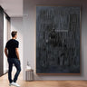 Large Special Artwork Abstract Pure Black Texture Thick Oil Painting Handmade New Design Knife Thick Canvas Wall Art Decor