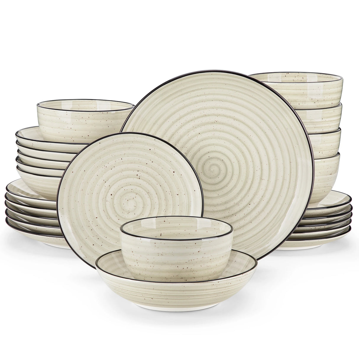 48 Piece Beige Hand-painted Ceramic Dinnerware Set