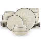 48 Piece Beige Hand-painted Ceramic Dinnerware Set