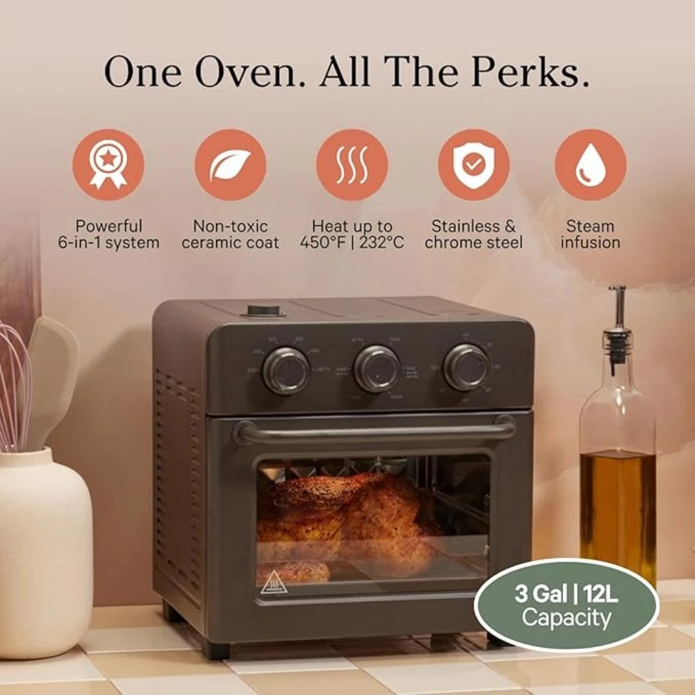 NEW-6 in 1 Air Fryer&Toaster Oven with Steam Infusion,Compact, Countertop Friendly,Fast Preheat,Multifunctional, Air Fry, Toast Julia M LifeStyles