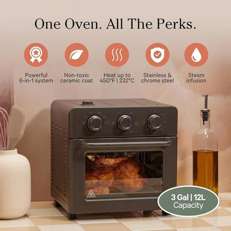 NEW-6 in 1 Air Fryer&Toaster Oven with Steam Infusion,Compact, Countertop Friendly,Fast Preheat,Multifunctional, Air Fry, Toast Julia M LifeStyles