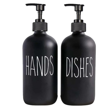 Elegant 500ml Black Dish Soap Dispenser Set with Refillable Pump for Farmhouse Chic Décor Julia M LifeStyles