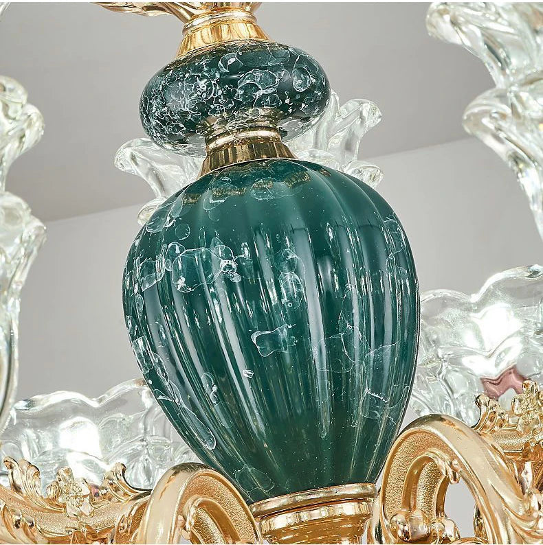 LED Crystal Ceramic Retro Ceiling Chandelier - European Style Luxury Lamp