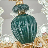 LED Crystal Ceramic Retro Ceiling Chandelier - European Style Luxury Lamp