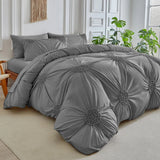 Three-dimensional Pleated Flowers Bedding Set Queen Simple Duvet Cover Set King Blanket Cover and Pillowcases Comforter Covers
