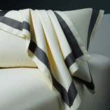 Premium 1400TC Egyptian Cotton Smooth Soft Bedding Set Chic White Grey Patchwork Duvet Cover Flat/Fitted Bed Sheet Pillowcases