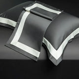 Premium 1400TC Egyptian Cotton Smooth Soft Bedding Set Chic White Grey Patchwork Duvet Cover Flat/Fitted Bed Sheet Pillowcases