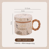 Hero Retro Ceramic Mug with Lid - Exquisite 300-400ml Coffee Cup