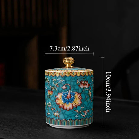 1PC Ceramic Storage Jar with Lid Coffee Table Tea Jar Living Room Candy Jar Household Kitchen Supplies Cereal Dispenser Julia M LifeStyles