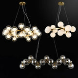 Modern Clear White Glass Bubble Pendant Lamp Round Chandelier Light Fixture for Living Dining Room Bedroom Kitchen Home Decor