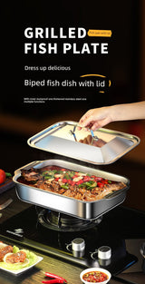 Grilled Fish Dish Extra Thick Oven Binaural Rectangular Stainless Steel Julia M LifeStyles