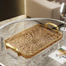 WORTHBUY Light Luxury Clear Serving Tray Plastic Fruit Dessert Tray With Handle Home Decorative Storage Tray Kitchen Organizer