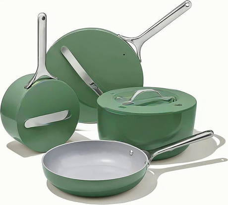 Nonstick Ceramic Cookware Set Pots Pans Lids and Kitchen Storage Non Toxic PTFE & PFOA Free Oven Safe Julia M Home & Kitchen