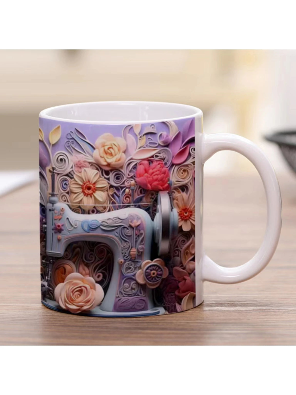 Sewing Machine Design Ceramic Mug - Unique Gift for Sewing Enthusiasts