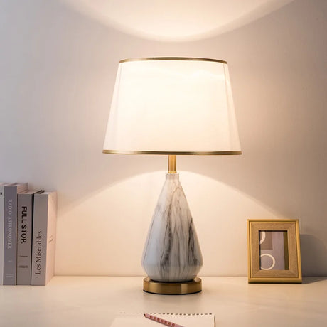 Metal Bedroom Bedside Lamp Modern Simple Cloth Cover Decorative Desk Lamp Nordic Hotel Living Room Office Reading Lamp