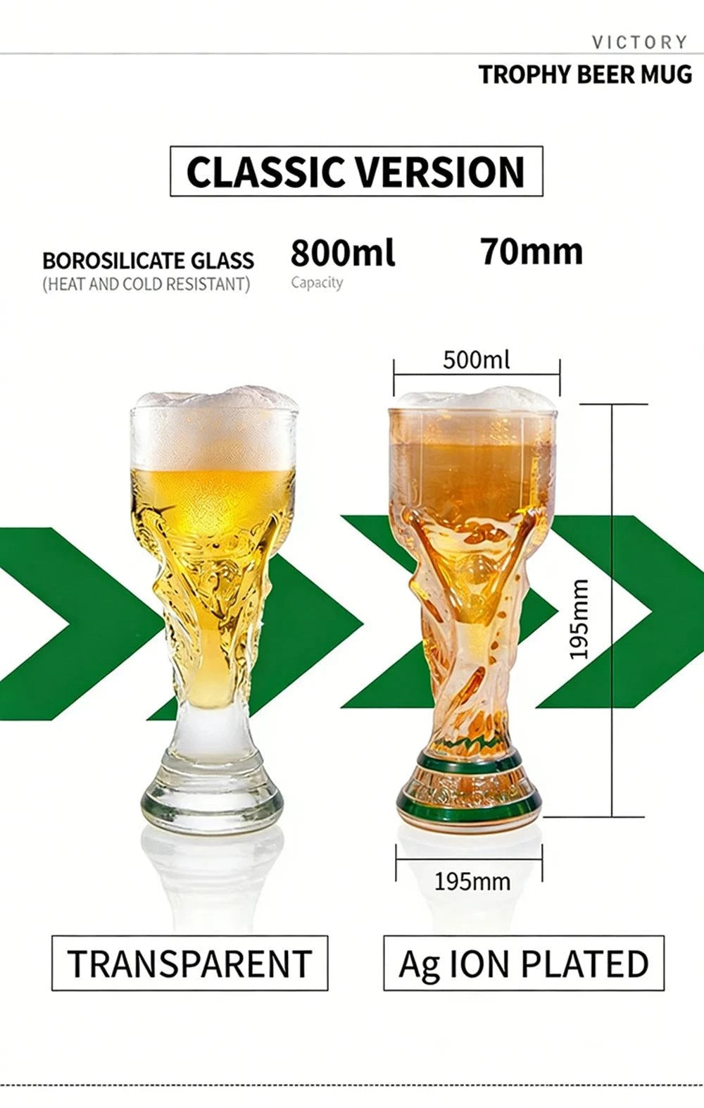 Premier Football Soccer Trophy Shaped Beer Glass