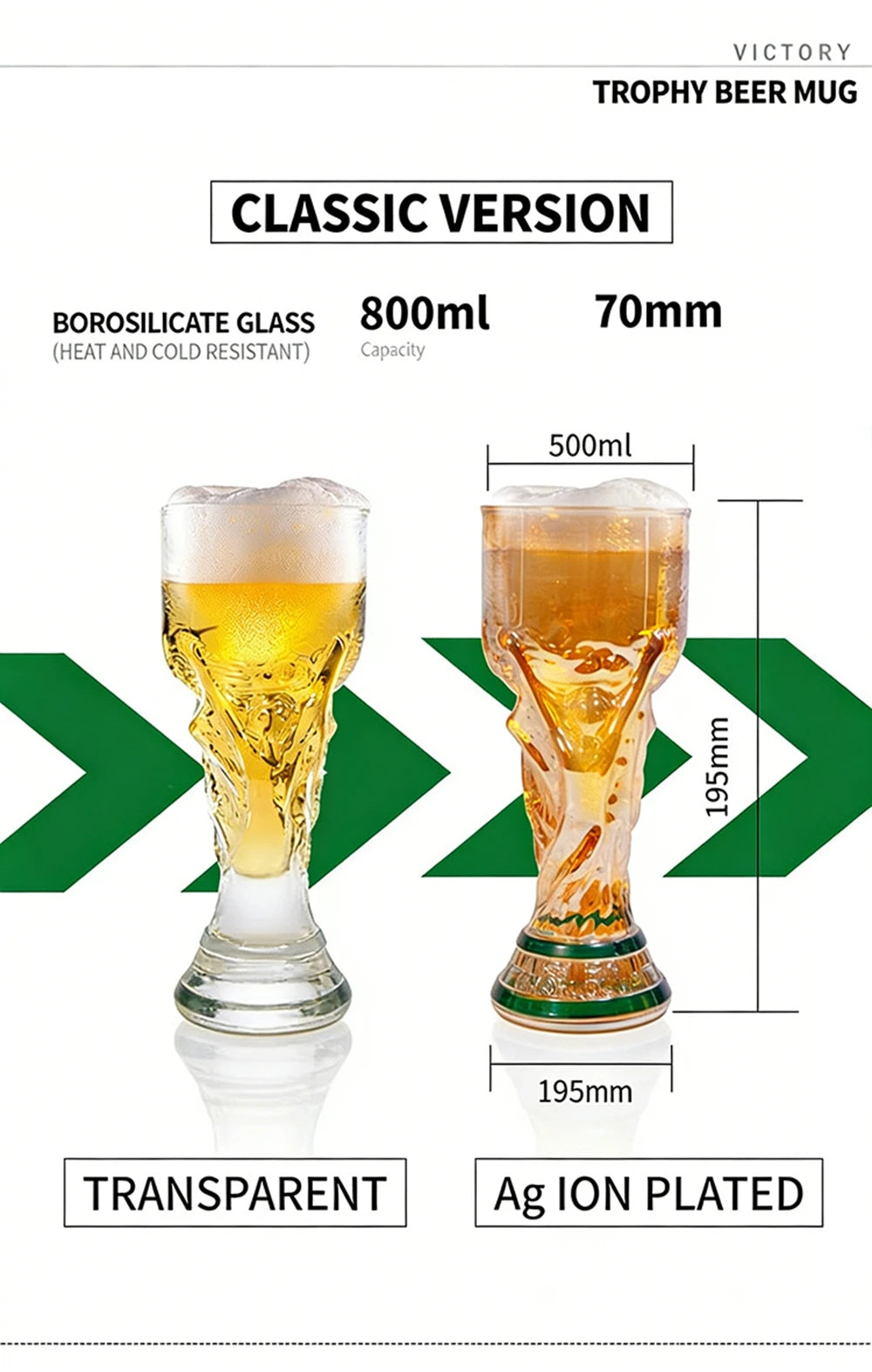 Premier Football Soccer Trophy Shaped Beer Glass