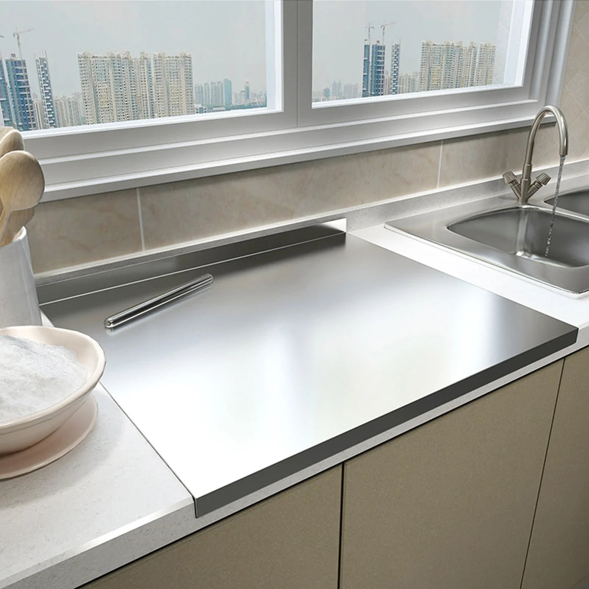 Stainless Steel Cutting Board with Lip - Versatile Kitchen Essential