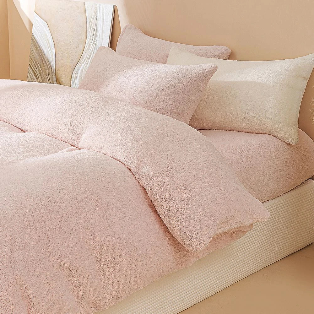 Plush Fleece Duvet Cover Set with Sheet, 4-Piece