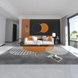 VIKAMA Orange Grey Large Living Room Carpet