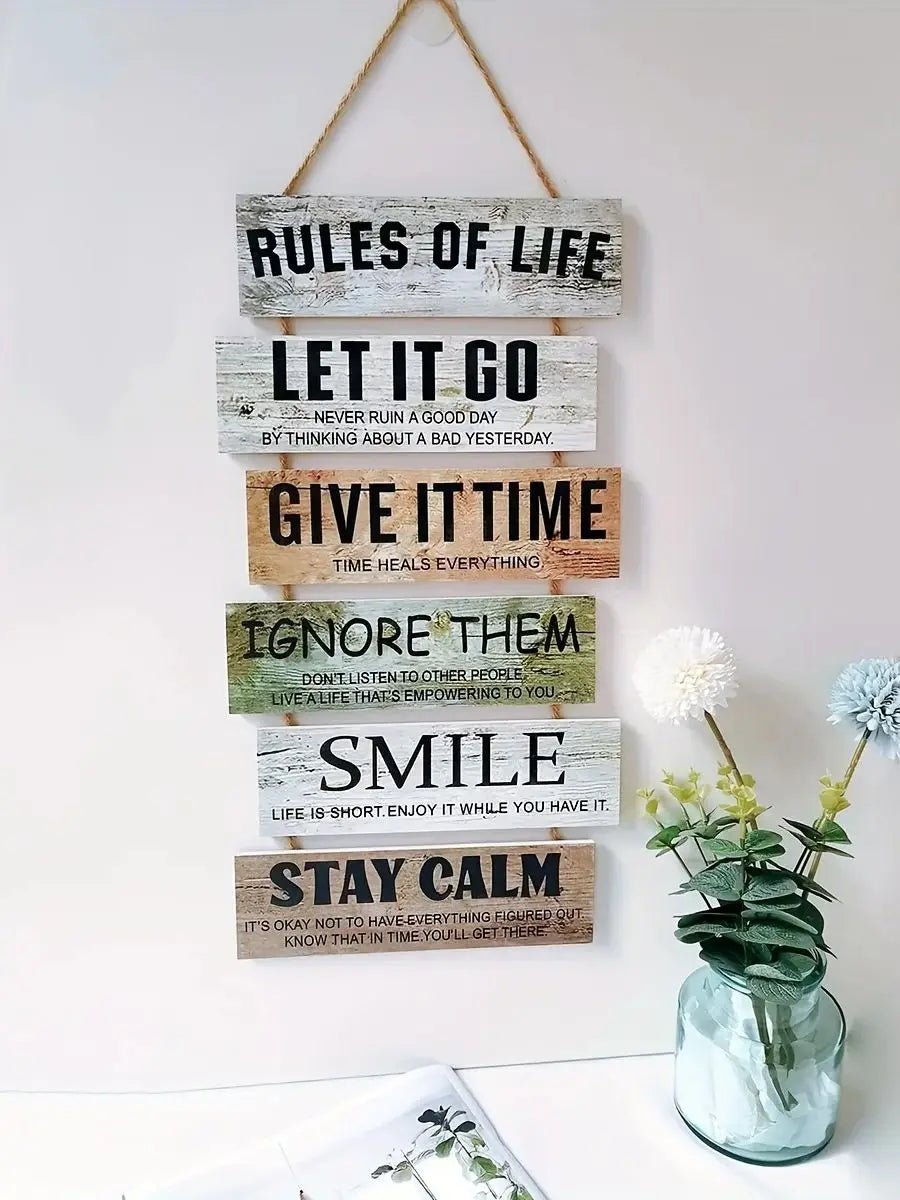 Wooden Inspirational Hanging Wall Art with Rope for Home Decor