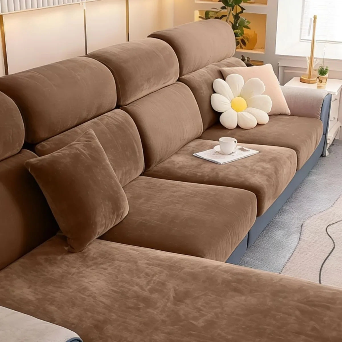 Thickened Elastic Silver Fox Fleece Sofa Cover