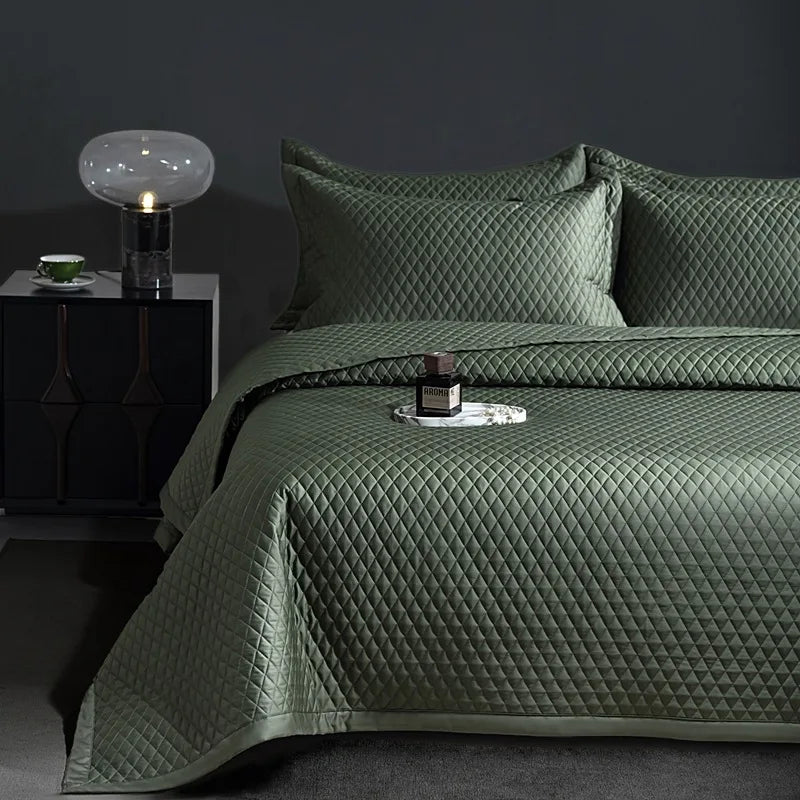 CHAUSUB Luxury Pima Cotton Quilt Set 3PCS King Queen Size,Silky Cooling Bedspread & Coverlet,Summer Lightweight Comforter