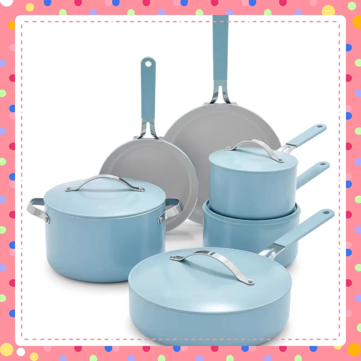 Blue Haze 10-Piece PFAS-Free Nonstick Ceramic Cookware Set