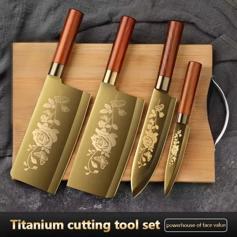 4-Piece Titanium-Coated Kitchen Knife Set