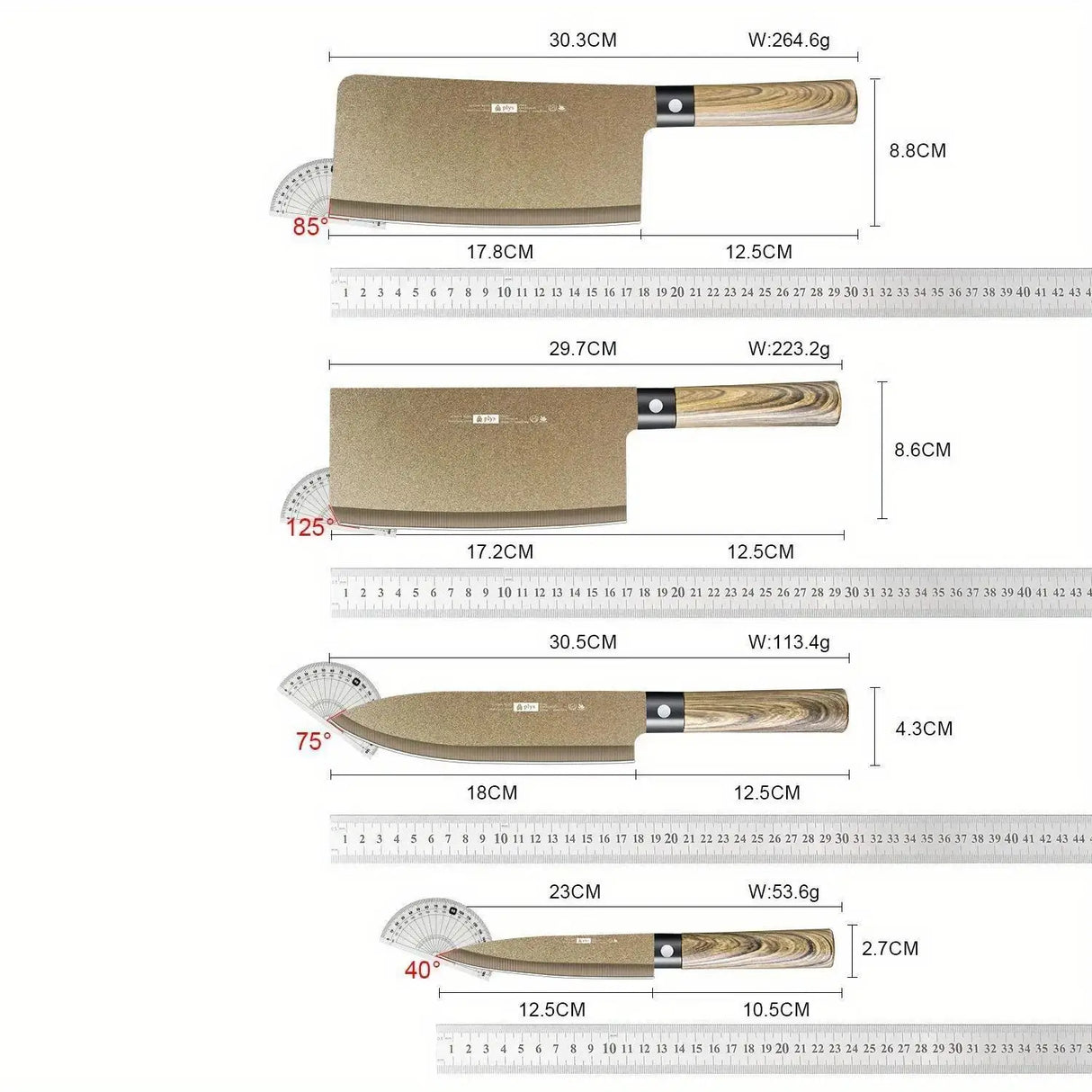 4-Piece Titanium-Coated Kitchen Knife Set