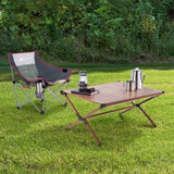 Dark Brown Mahogany Roll-Top Folding Camping Table