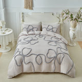 New Bow-knot Tufted Cut Flower Quilt Cover Set Queen Tufting Duvet Cover and Pillowcase Comfortable Skin-Friendly Blanket Covers