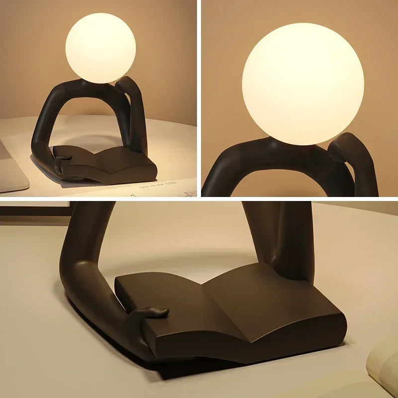 Modern Resin Abstract Statue LED table Light Figurine Model Craft Sculpture Ornament Home Decor Desktop Wine Cabinet Decoration