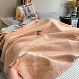 Luxury 100% Cotton Throw Blanket for Single Queen King Bed All Season Pure Cotton Blankets Cozy Soft Breathable Thermal Blankets