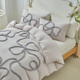 New Bow-knot Tufted Cut Flower Quilt Cover Set Queen Tufting Duvet Cover and Pillowcase Comfortable Skin-Friendly Blanket Covers