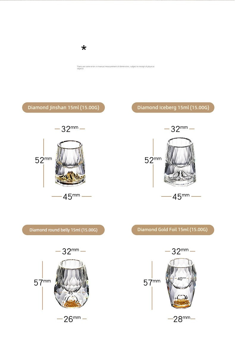 Crystal Glass Wine Decanter Set with Gold Foil Shot Cup
