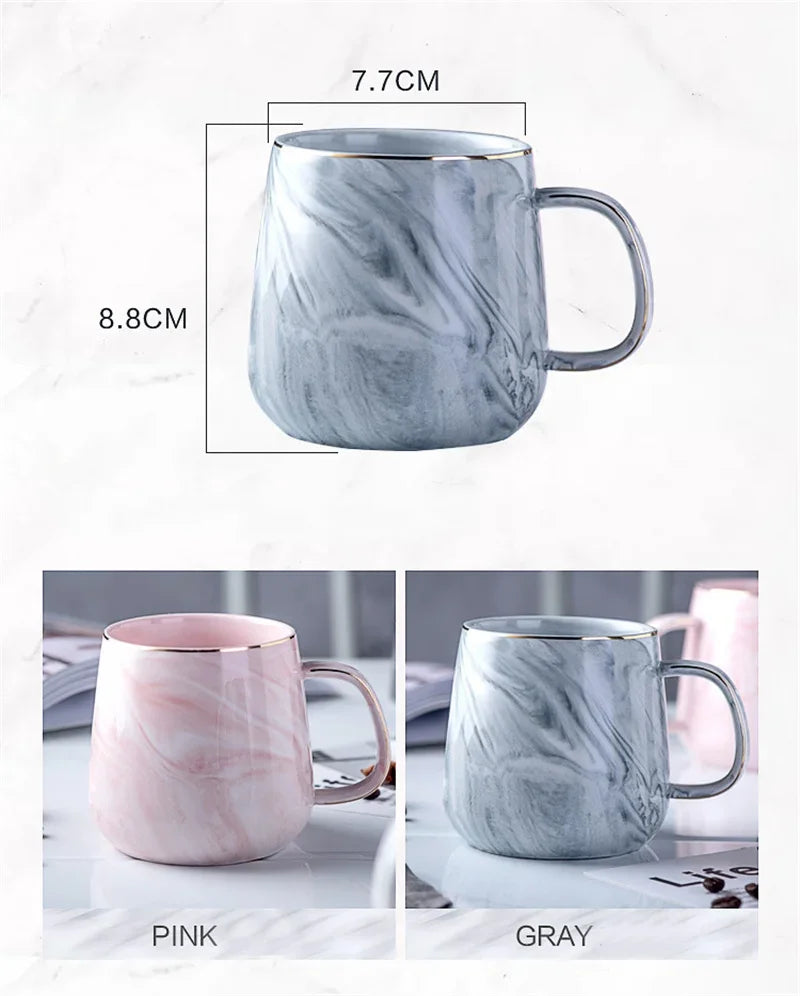 Nordic Marbled Ceramic Mug with Gold Rim