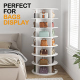Rotating Shoe Rack Tower - 7-Tier Spinning Handbag Shoe Display Lazy Susan Organizer, 360° Revolving Shoe Rack Storage - Julia M LifeStyles