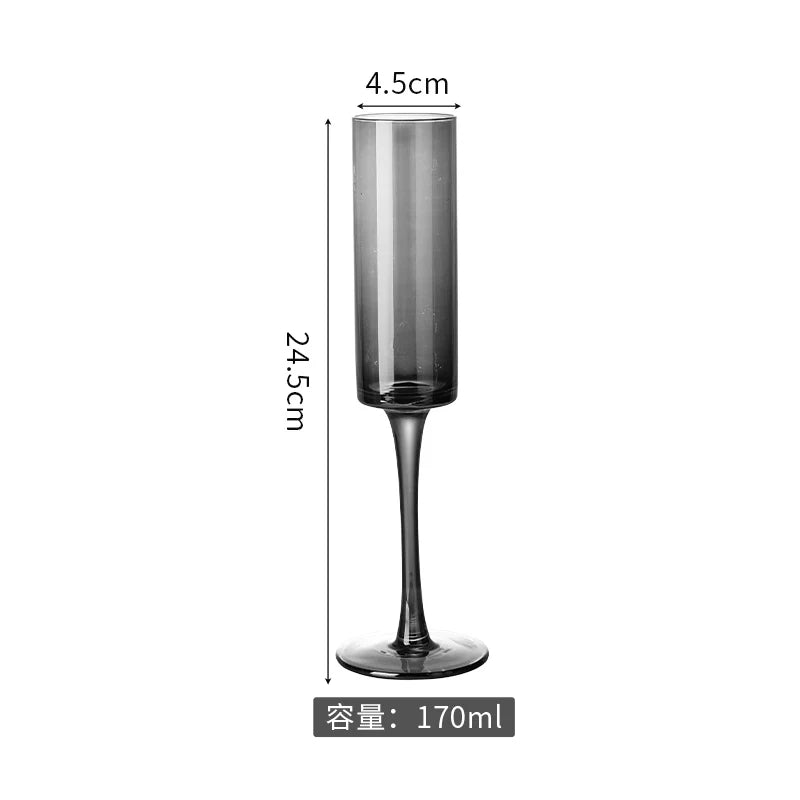 Galvanized Black Crystal Red Wine Goblet - Smoke Grey Elegance Julia M LifeStyles