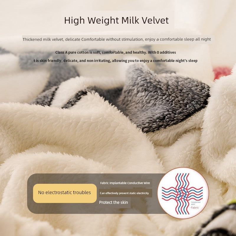 Elegant Winter Fleece-Lined Coral Milk Fiber Fitted Sheet Julia M Home & Kitchen