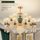 LED Crystal Ceramic Retro Ceiling Chandelier - European Style Luxury Lamp