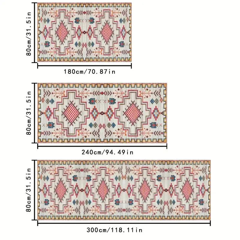 Bohemian Corridor Carpet Geometric Pattern Crystal Velvet Floor Mat - Julia M LifeStyles