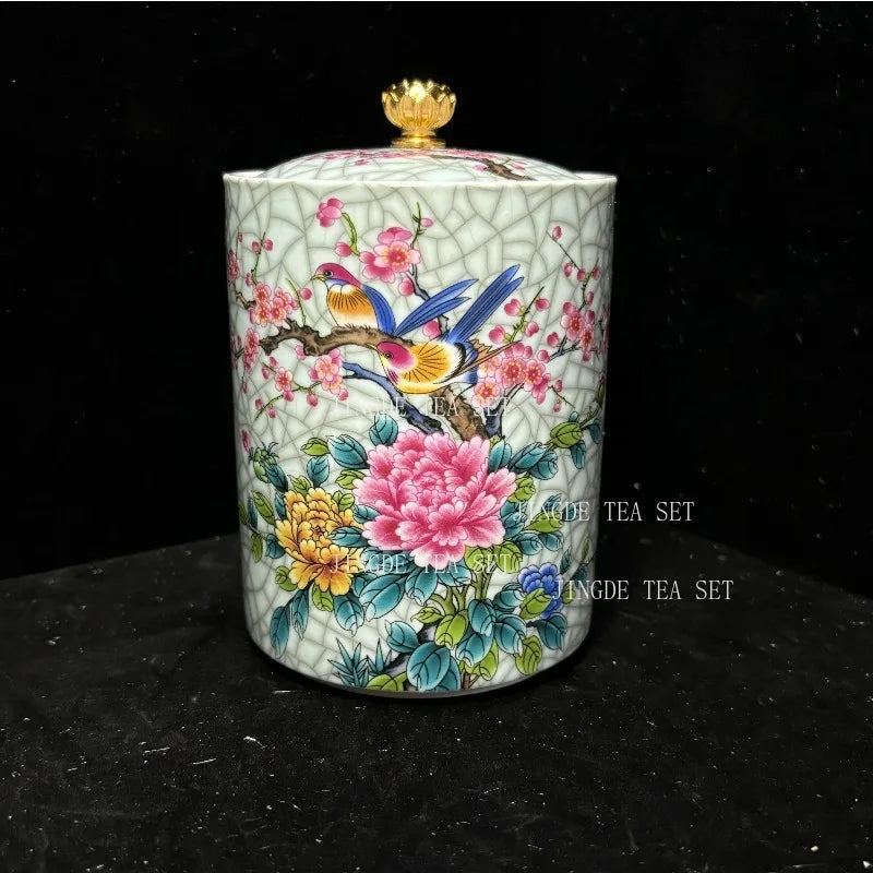 1PC Ceramic Storage Jar with Lid Coffee Table Tea Jar Living Room Candy Jar Household Kitchen Supplies Cereal Dispenser Julia M LifeStyles