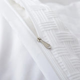 White Duvet Cover King Size - 2/3 Pieces Soft and Breathable Microfiber Knitted Jacquard Waffle Weave Striped Comforter Cover