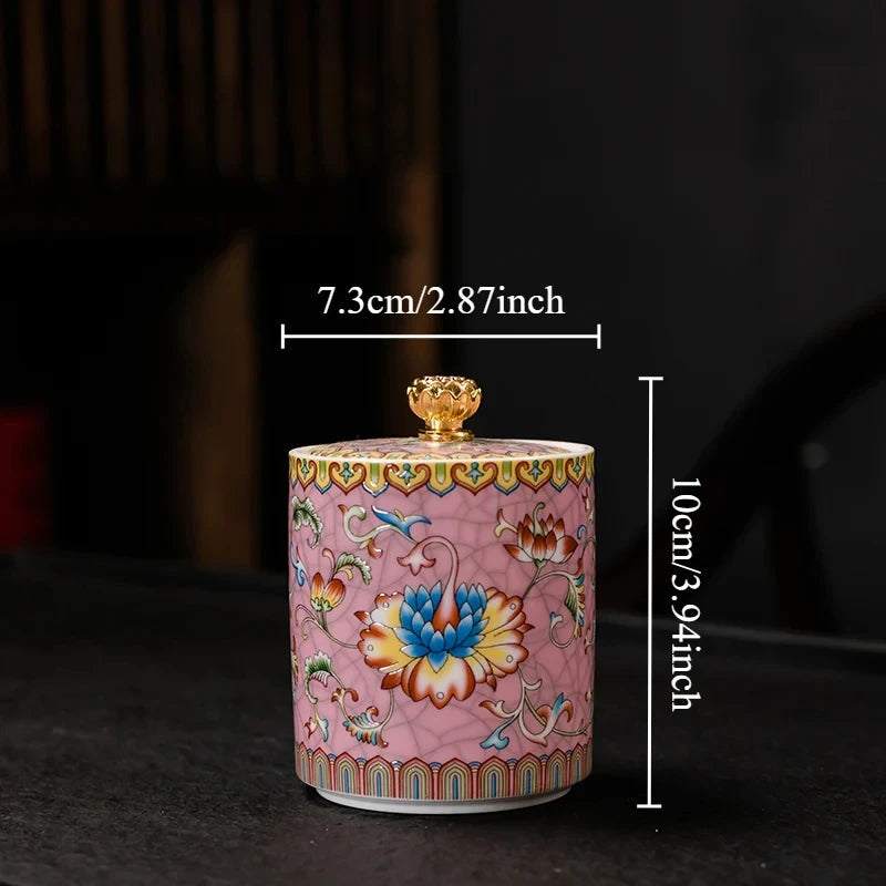 1PC Ceramic Storage Jar with Lid Coffee Table Tea Jar Living Room Candy Jar Household Kitchen Supplies Cereal Dispenser Julia M LifeStyles