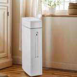 Space Saving Press Trash Can with Built In Toilet Brush Holder Durable Plastic Modern Minimalist Design for Small Bathroom Julia M Home & Kitchen